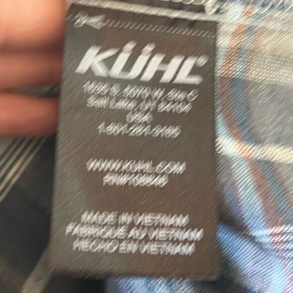 Kuhl Skorpio Plaid Button Down Shirt Mens XXL Hiking Short Sleeve Blue Gray - Picture 7 of 8
